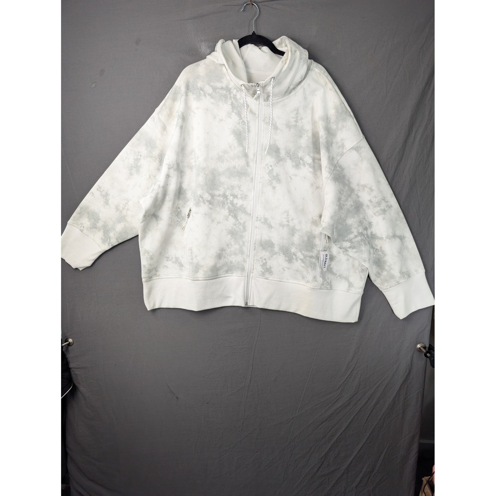 Old Navy Active Womens 4X Dynamic Fleece Zip Hoodie Tie Dye White Gray 609388